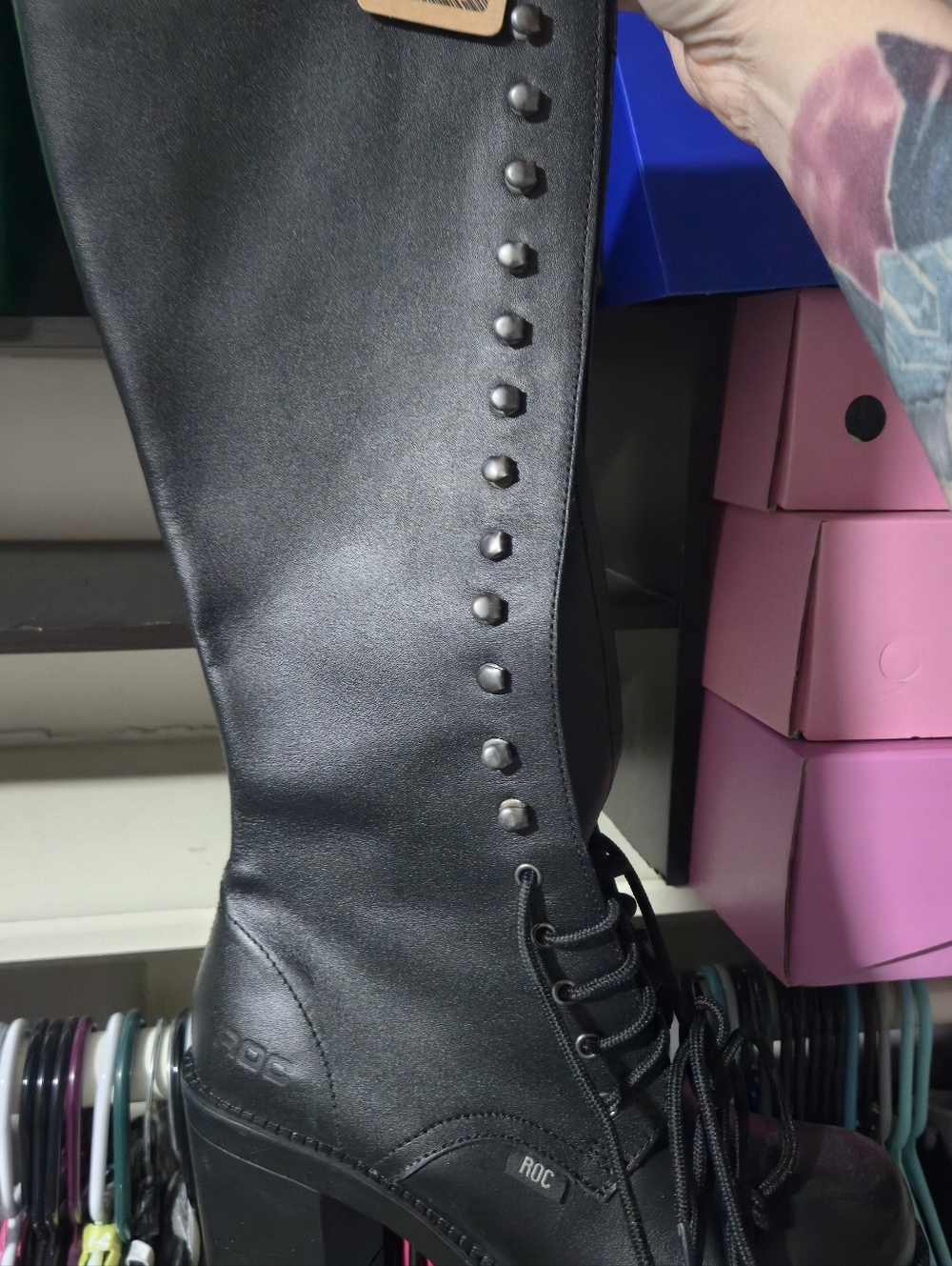 Black Lace Up Boots for Women - Picture 4 of 4